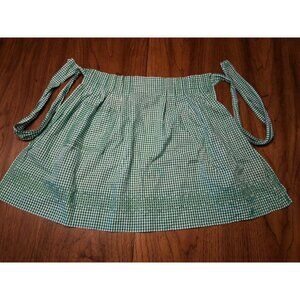 VTG  Green Gingham Chicken Scratch Farm Check Cross Stitch Half Apron